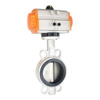 JRVAL/江瑞D671X-16R氣動不銹鋼對夾蝶閥可帶三聯件限位開關電磁閥 氣動不銹鋼蝶閥