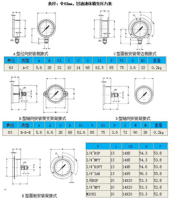 60表徑壓力表